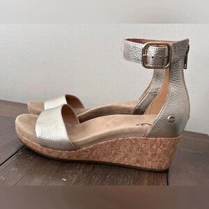 UGG Metallic Sandals with Cork Wedge